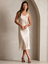 [Beige] SilkSilky-DE Sleeveless Kleider 004
