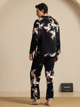 [Schwarz] SilkSilky-DE Long Sleeve Notch-Kragen Herren Pyjamas 002