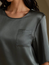 [Dunkelgrau] SilkSilky-DE Half Sleeve T-Shirt 004
