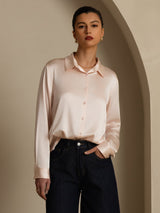 [Hellrosa] SilkSilky-DE Long Sleeve Lapel Collar Damenhemd 007