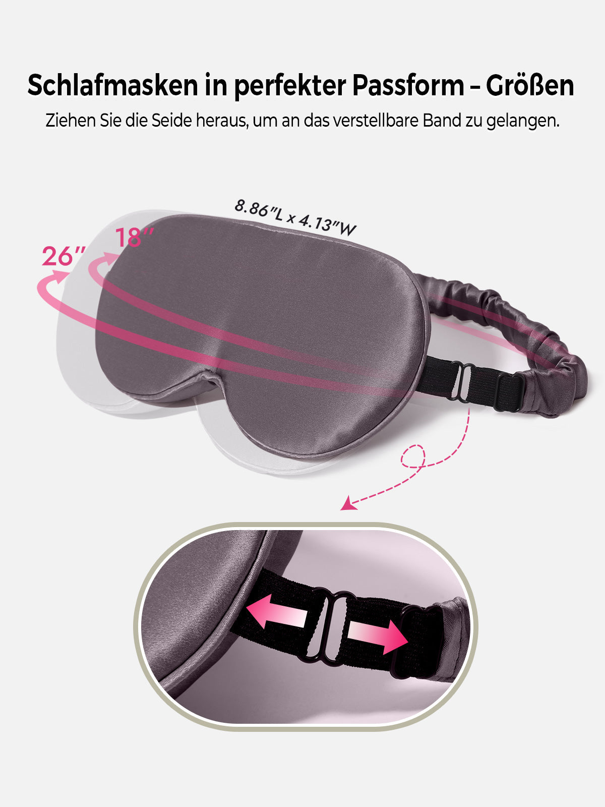 [Dunkelgrau] SilkSilky-DE Reine Seide Eye Mask 004