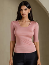 [Cameo Rose] SilkSilky-DE Half Sleeve T-Shirt 001