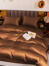 [Kaffee] SilkSilky-DE 19Momme Reine Seide Bedding Set 006