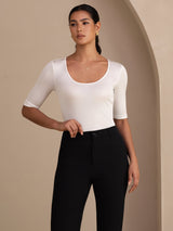 [Weiß] SilkSilky-DE Half Sleeve T-Shirt 003