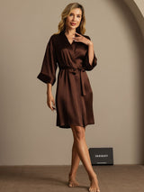 [Kaffee] SilkSilky-DE 3/4 Sleeve Damen Morgenmantel 007