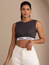 [Grau] SilkSilky-DE Sleeveless Crew Neck Cami Top 005