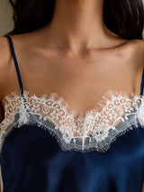 [Dunkelblau] SilkSilky-DE Spaghetti Strap V Neck Cami Top 004