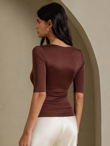 [Kaffee] SilkSilky-DE Half Sleeve T-Shirt 002