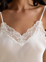 [Weiß] SilkSilky-DE Spaghetti Strap V Neck Cami Top 004