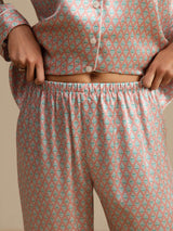 [Rosa Herz Geo] SilkSilky-DE Short Sleeve Notch-Kragen Damen Pyjamas 007