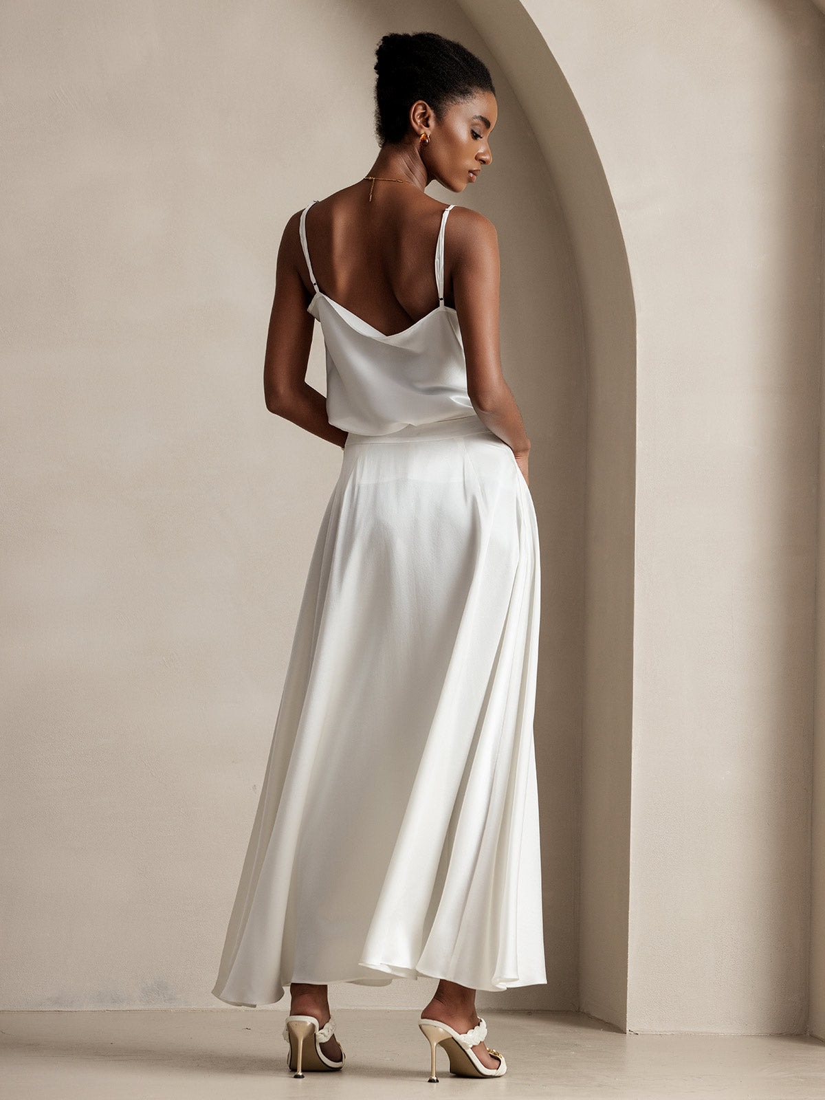 [Weiß] SilkSilky-DE 19Momme Seide Skirt 002