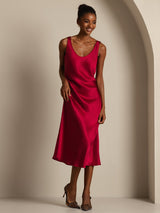[Rotwein] SilkSilky-DE Sleeveless Kleider 003
