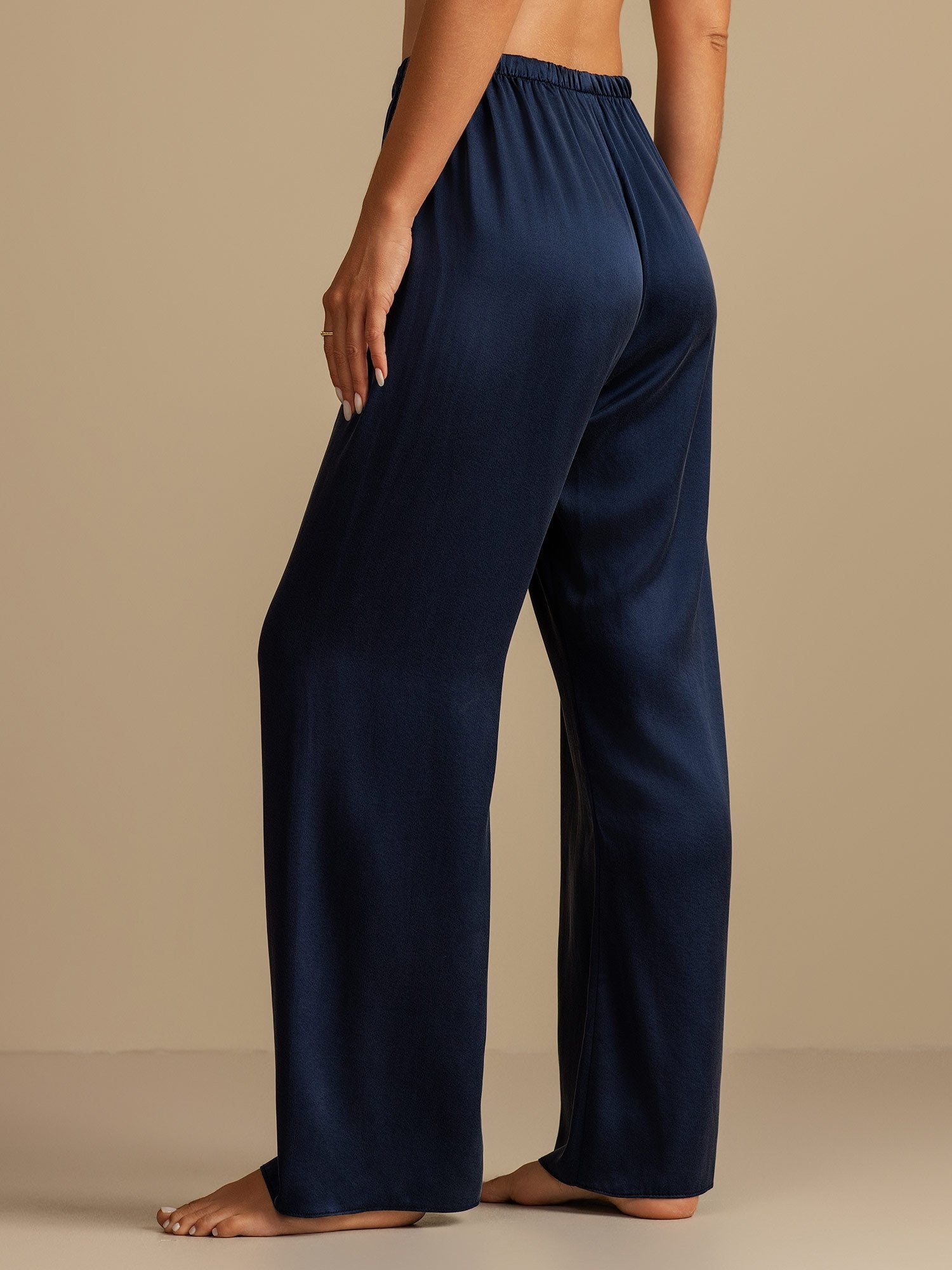 [Dunkelblau] SilkSilky-DE 19Momme Seide Womens Sleep Bottoms 002,