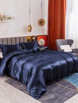 [Dunkelblau] SilkSilky-DE 19Momme Bettwäsche Sets 001