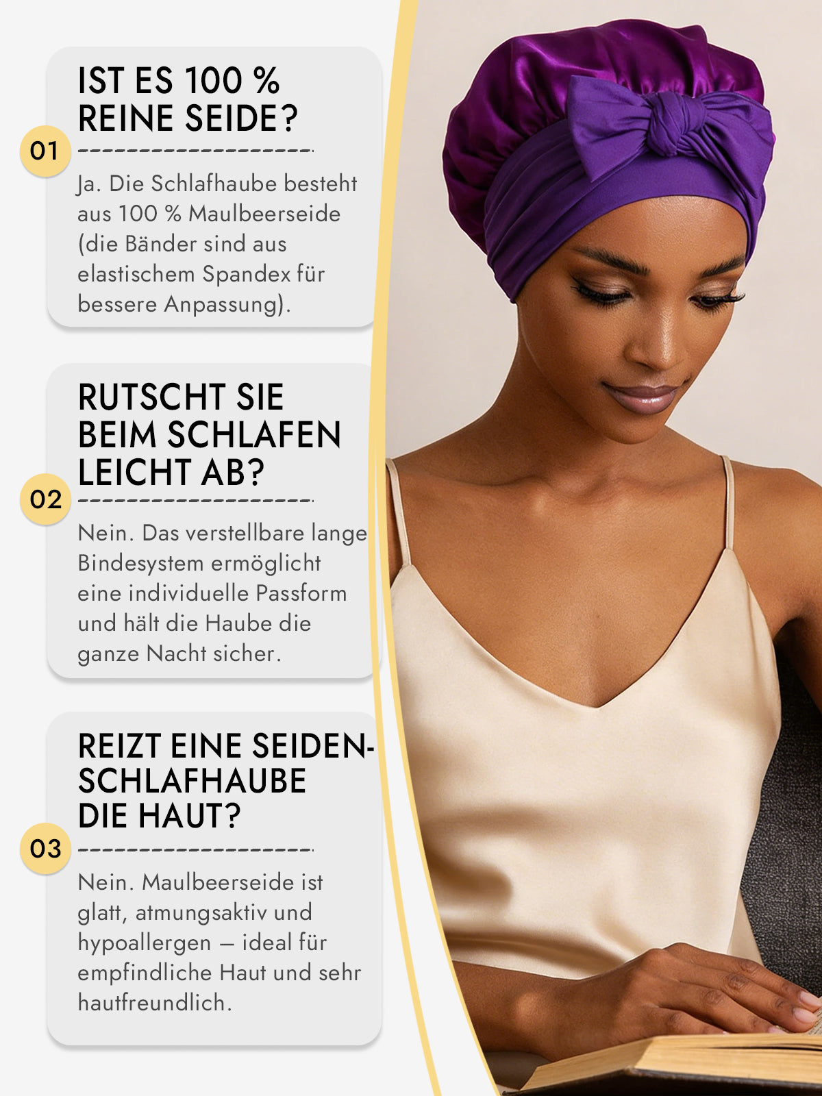 [Violett] SilkSilky-DE Reine Seide Sleep Cap 006