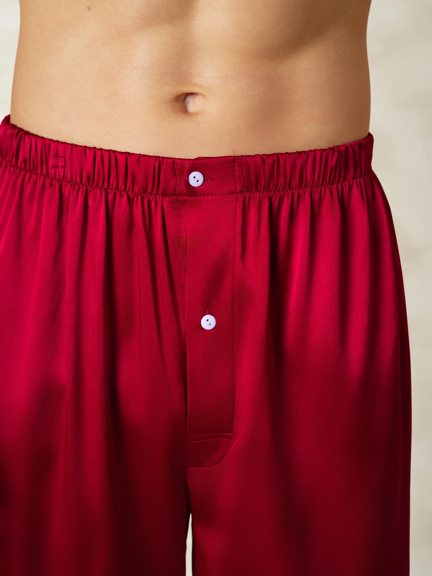 [Rotwein] SilkSilky-DE Reine Seide Mens Sleep Bottoms 006