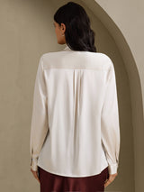 [Hellgrau] SilkSilky-DE Long Sleeve High Neck Damenblusen 002