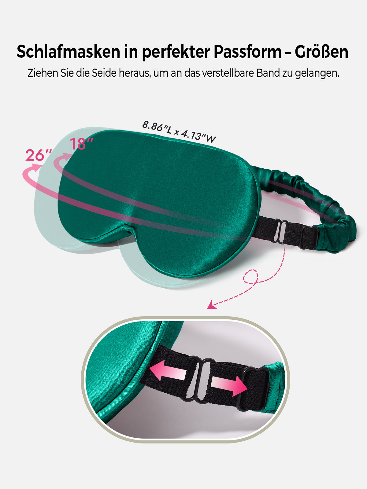 [Dunkelgrün] SilkSilky-DE Reine Seide Eye Mask 004