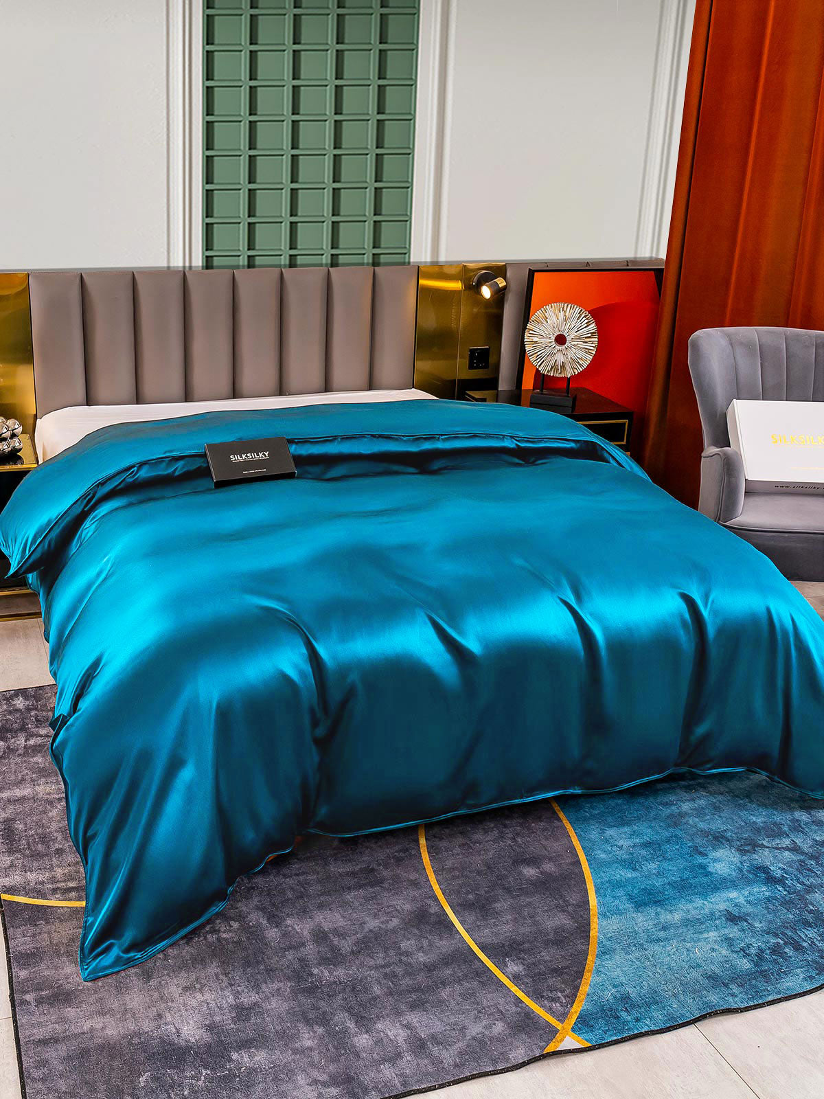 [König Blau] SilkSilky-DE 25Momme Reine Seide Duvet Cover 003