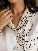 [Weißer Gepard] SilkSilky-DE Short Sleeve Notch Collar Damen Pyjamas 005