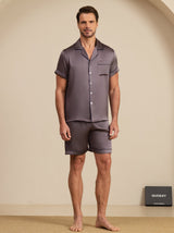 [Lilagrau] SilkSilky-DE Short Sleeve Notch-Kragen Herren Pyjamas 003