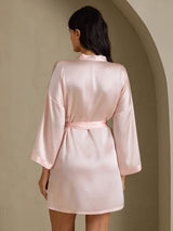 [Hellrosa] SilkSilky-DE 3/4 Sleeve Damen Morgenmantel 002
