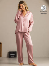 [Pfirsichhaut] SilkSilky-DE 19Momme Langärmelig Notch-Kragen Damen Pyjamas 001