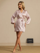 [Rosa Herz Geo] SilkSilky-DE Langärmelig Damen Morgenmantel 006
