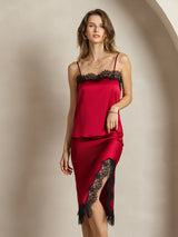 [Rotwein] SilkSilky-DE Spaghetti Strap Cami Top 006