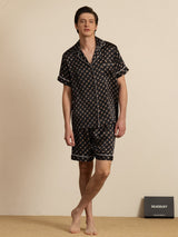 [Schwarze Kette] SilkSilky-DE Kurzärmelig Notch-Kragen Herren Pyjamas 006