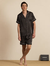 [Schwarze Kette] SilkSilky-DE Short Sleeve Notch-Kragen Herren Pyjamas 006