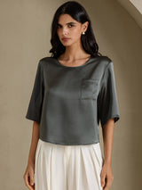 [Dunkelgrau] SilkSilky-DE Half Sleeve T-Shirt 003