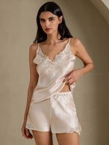 [Beige] SilkSilky-DE Sleeveless V Neck Camisole-Set 007