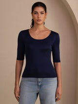 [Dunkelblau] SilkSilky-DE Half Sleeve T-Shirt 001