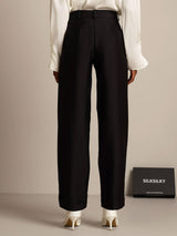 [Schwarz] SilkSilky-DE 32Momme Silk-Wool Blend Womens Pants 002