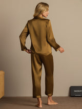 [Braun] SilkSilky-DE Long Sleeve Notch-Kragen Damen Pyjamas 002