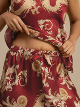 [Weinroter Drache] SilkSilky-DE Spaghetti Strap V Neck Camisole-Set 006
