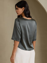[Dunkelgrau] SilkSilky-DE Half Sleeve T-Shirt 002