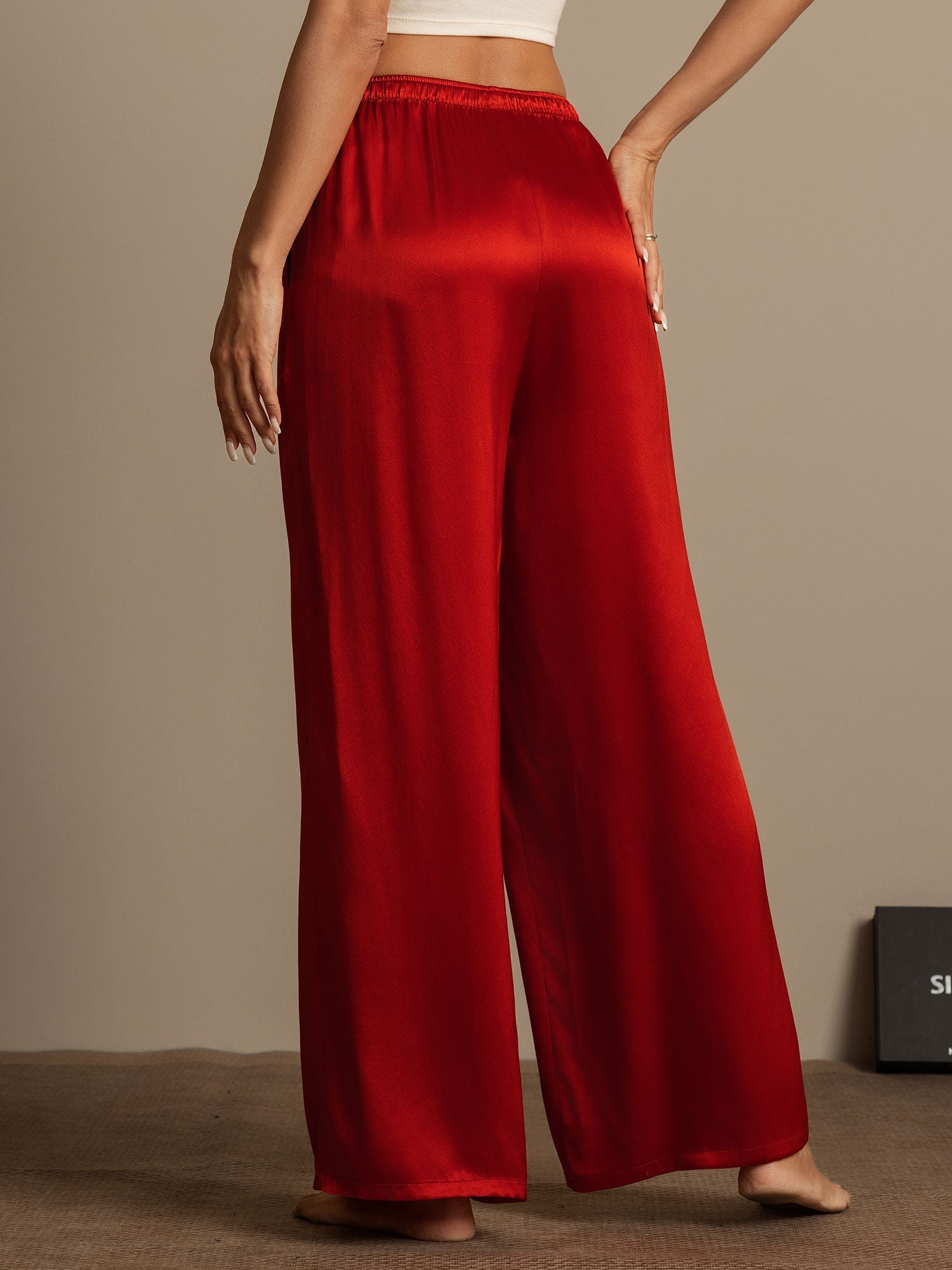 [Rotwein] SilkSilky-DE Reine Seide Womens Pants 002,