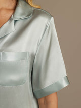 [Hellblau] SilkSilky-DE Reine Seide Womens Pajamas 008,