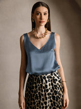 [Echtes Petrol] SilkSilky-DE Sleeveless V Neck Cami Top 003