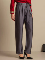 [Grau] SilkSilky-DE 32Momme Silk-Wool Blend Womens Pants 003