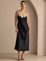 [Schwarz] SilkSilky-DE Sleeveless V Neck Kleider 001
