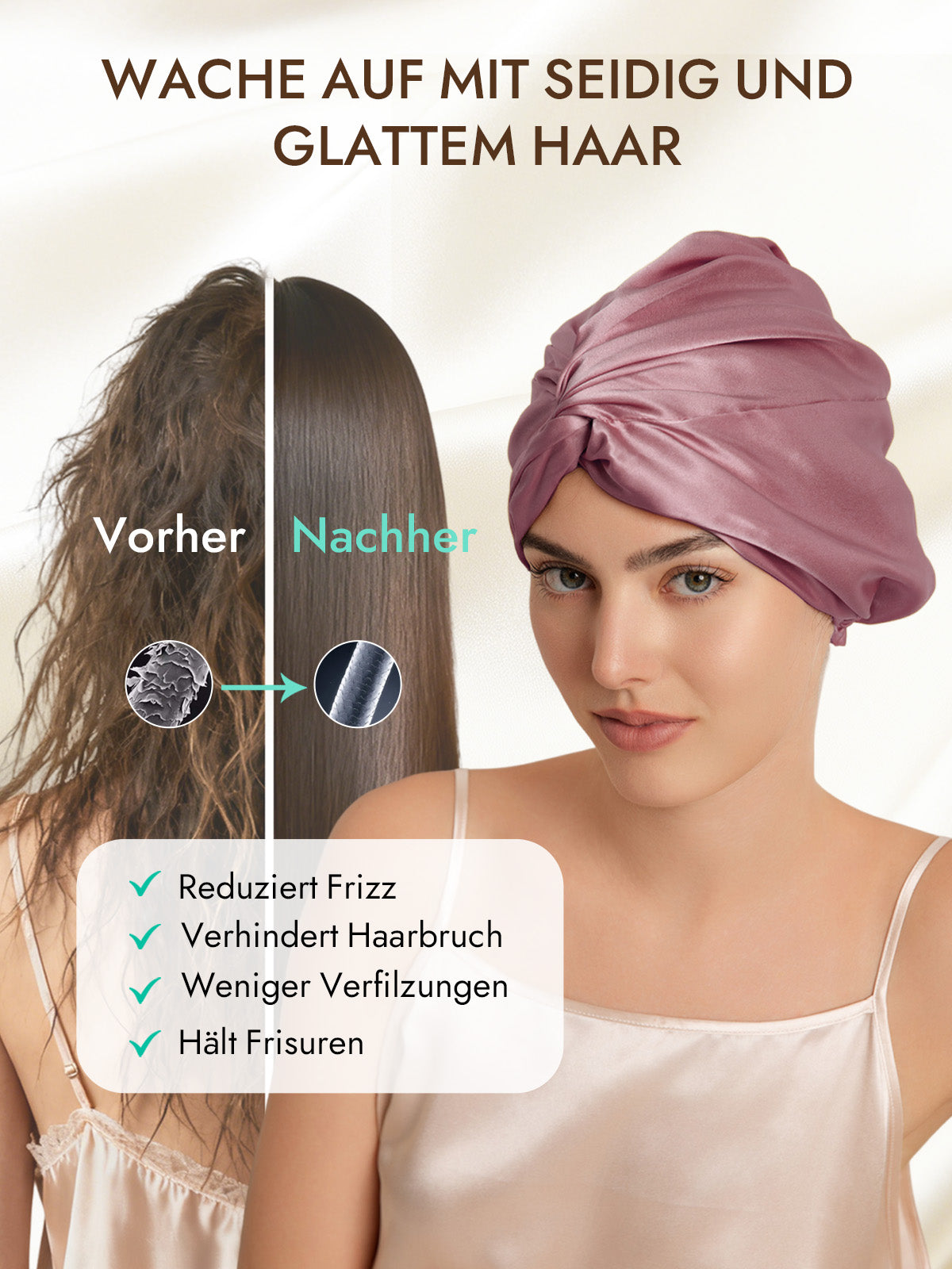 [Blasses Mauve] SilkSilky-DE 22Momme Reine Seide Sleep Cap 003