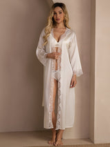 [Weiß] SilkSilky-DE 3/4 Sleeve Womens Robe 007