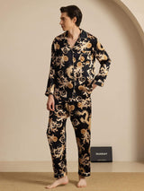 [Schwarzer Drache] SilkSilky-DE Long Sleeve Notch-Kragen Herren Pyjamas 006