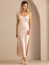 [Rosa] SilkSilky-DE Sleeveless V Neck Kleider 003