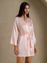 [Hellrosa] SilkSilky-DE 3/4 Sleeve Damen Morgenmantel 003