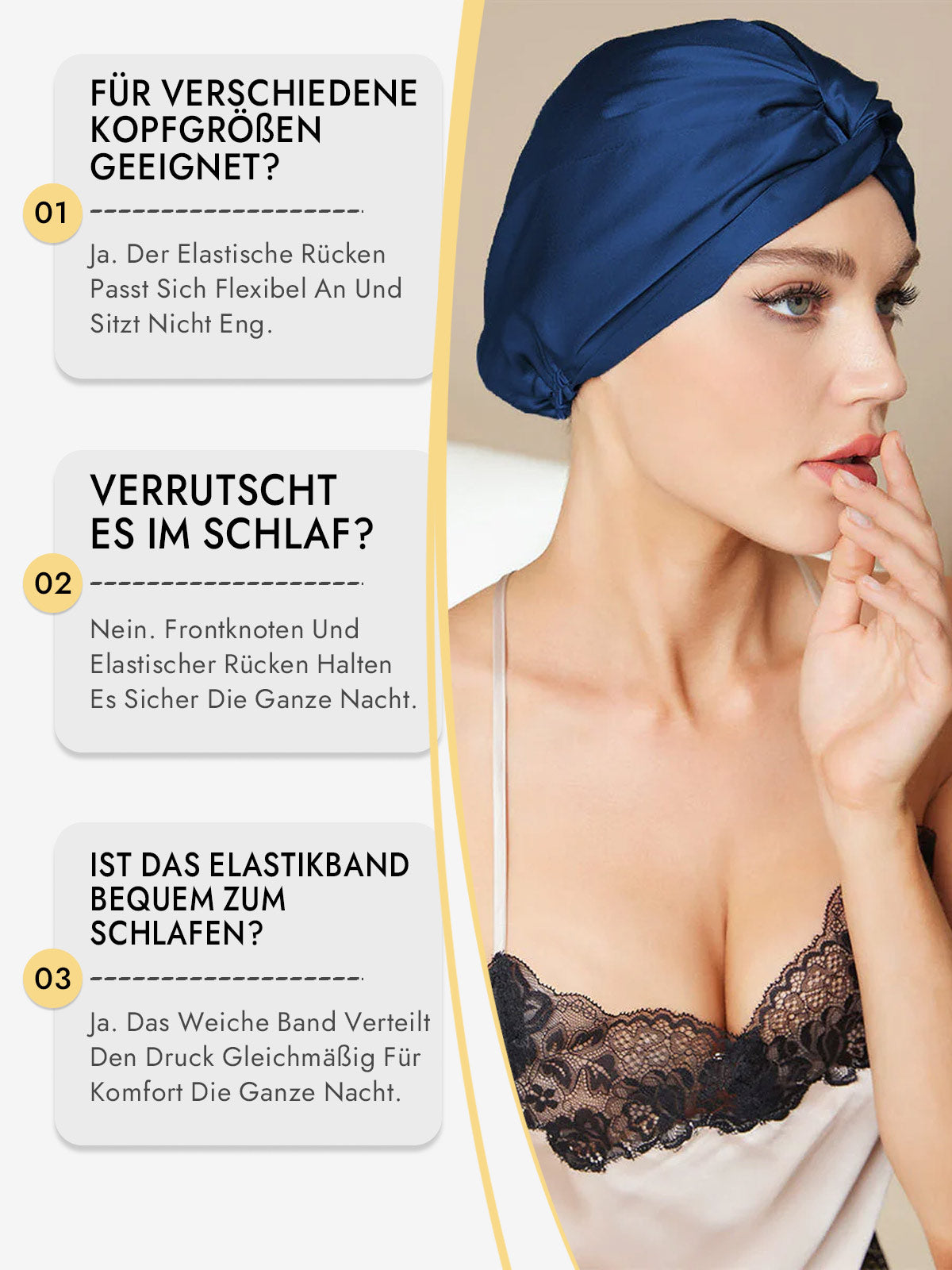 [Dunkelblau] SilkSilky-DE Schlafmützen 008