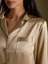 [Champagner Gold] SilkSilky-DE Long Sleeve Notch-Kragen Damen Pyjamas 004